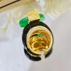 Cluster Rings 2023 Arrival Round Jade 14K Yellow Gold Plated Finger Ring Female Vintage Emerald Wedding Antique Jewelry Party Gift