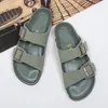 Pantoufles en cuir hommes sandales à l'extérieur noir/gris/vert clair chaussures décontracté doux tongs mâle Cool plage été diapositives