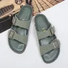 Chinelos De Couro Homens Sandálias Fora Preto / Cinza / Verde Claro Sapatos Casual Macio Chinelos Masculino Cool Beach Summer Slides