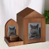 Other Cat Supplies Wooden Handmade Pet Urns House and Candle Holders Set Funeral Dog Cremation Urn for Ashes Memorial Coffin Box 230713