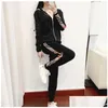 Dames Truien 2022 Dames Herfst Winter Tweedelige Sets Slim Fit Gebreide Designer Vest Trui Gebreide Kleding Drop Levering Dhv0P