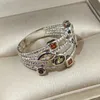 Echte S925 Stempel Zilveren kleurenringen voor vrouwen Hollow Engagement Ring Bijoux Bague Gift Sterling Plata Wedding Jewelry L230704