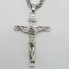 Prawdziwy 10K żółty solidny złoty gf Jezus Cross Crucifix Charm Big wisiorek 31x47mm 60 Łańcuch łańcucha kątowego Keel-60CM Naszyjnik HKD230714