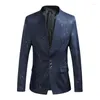 Trajes de hombre coreano otoño hombres Blazers moda impreso solo botón Casual traje chaqueta delgada ropa de calle ropa social esmoquin de boda