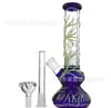 Smoking Pipes Tall Glow In The Dark Luminous Glass Bong Beaker Dab Rig Water Pipe 25mm Bowl Hand Painted Flowers Drop Delive Dhibl