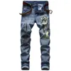 Herr jeans 2023 plus storlek 3D digital tryck stretch denim byxor blå svart vita byxor män mode slacks 28-34 36 38 40 42