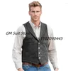 Herenvesten heren pak vest suede lederen vier knoppen vintage vest met revers voor grostenmen bruiloft gilet homme