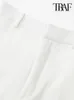 Short femme TRAF femmes mode avant plissé blanc jupes Vintage taille haute fermeture éclair mouche femme jupe Mujer 230713