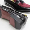 Mocassins de luxe pour hommes en cuir véritable verni avec daim sans lacet hommes chaussures habillées à la main fête mariage chaussures formelles pour hommes