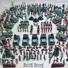 Militära figurer 307 st/set plast 4 cm Militär soldatmodell Set handväska pojkar leksak diy pedagogiska actionfigurer Tillbehör Kit Heminredning Toy 230714