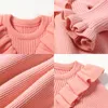 Meninas vestidos de malha vestido 2023 Autumn Roupos de inverno Lattice Kids Beby Baby para Princess Cotton Warm Christmas