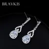 Stud BRAVEKISS Charme Goutte D'eau Cristal Dangle Boucles D'oreilles pour Femmes Piercing Pendentifs Chaîne Frange Blanc CZ Mariage BUE0086 230714