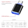 Adaptador USB de alumínio USB 3.0 para dispositivo tipo C Concha de alumínio USB com luz azul para MacbookPro Xiaomi Huawei Type-C OTG Converter