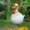 Garden Decorations Ceramic Chicken Garden Statues Sculptures Decoration Home Animal Funny Resin Figurines Garden Plug Pottery Figure Ornaments L230714