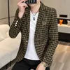 Men's Jackets Men's Casual Autumn New Youth Korean Version Slim Fitting Printed Small Suit Jacket Fashion Top Single Jacket