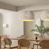 Pendant Lamps Nordic Hand-Woven Wabi Sabi Chandelier For Dining Room Study Loft LED Hanging Light Kitchen Island Cafe Bar Lamp Fixture