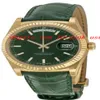 2019 Luxe Horloges Groene Wijzerplaat 18K Geel Goud Automatische Mechanische Beweging Lederen Heren Horloge Heren Horloge Pols Watches270a
