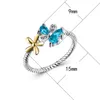 Anneaux de mariage SeanLov mode beauté belle fleur femmes bleu ciel zircon cubique bijoux couleur argent bague de fiançailles