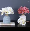 Decorative Flowers 6Pcs/Set Simulation Cymbidium Table Decoration Flower DIY Wedding Bride Hand Home Decor Artificial Orchid