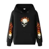 Agasalhos masculinos e femininos Moletom com capuz Primavera e outono High Street Fire Skull Hip Hop Moletom com capuz S-3XL Z230719