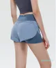 lu Vrouwen Sport Yoga Shorts Outfits Hoge Taille Sportkleding Nep Twee Stukken Rits Zak Fitness Dragen Korte Broek Meisjes Hardlopen Elastische lu