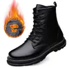 Botas de piel auténtica de talla grande 37-46 para hombre, botas de invierno cálidas con piel, botas de vestir al tobillo, Bota Masculina