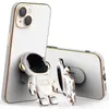 3D Astronaut Folding Stand Holder Phone Case For iPhone 14 13 12 11 Pro Max XR XS 7 8 Plus SE 2022 Plating ShockProof Case Cover L230619