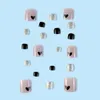 False Nails 24pcs Sweet Style Toe Love Heart Print Square Glitter Press On Toenails Full Cover Wearable Acrylic For Feets