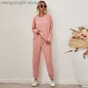 Pantalon deux pièces pour femme Ensemble deux pièces Femme Vêtements de maison pour le printemps et l'automne Nouveaux pantalons en coton à manches longues Costumes Femmes Vêtements de nuit Pyjama Ensemble 2022 T230714