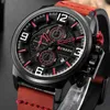 Curren Fashion Casual New Men's Wristwatch Chronograph Sports Men Watches äkta läderband Male Clock Calender2607