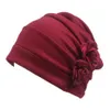 Kvinnor solid ruffle head wrap håravfall kemoterapi mössa bekvämt cancer hatt blommönster beanie western stil mjuk casual1283n