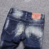 Jeans Masculino Moda Vintage Masculino Retrô Preto Azul Stretch Ajuste Justo Calças Rasgadas Patch Designer Calças Hip Hop Hombre