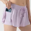 lu Kids Yoga Shorts Outfits cintura alta roupas esportivas com bolsos roupas fitness calças curtas meninas correndo elástico prevenir guarda-roupa culotte forro de dois andares