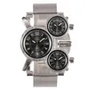 Oulm Brand Large Dial Quartz Military Mens Watch Excell Time Watch Rostfritt Steel Band Masculine Wristwatche309T