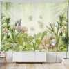 Tapisserier Simple Flower and Bird Painting Tapestry Wall Hanging Bohemian Style Botanisk konst Ins estetikrum Heminredning R230713