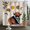 Shower Curtains Nordic Abstract art bohemian shower curtain waterproof polyester shower curtain tropical leaves palm curtain bathroom decoration 230714