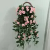 装飾的な花人工的なバラの壁ぶら下がっている誤った花Rattan装飾屋内リビングルームプラスチックバインバス