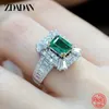 خواتم الزفاف Zdadan 925 Sterling Silver Emerald Zircon Ring for Women Charm Jewelry Party Gift 230714