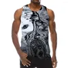 Canotte da uomo Abstract Black Top 3D Print Beach Texture Gym Gilet senza maniche con motivo grafico