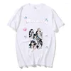 T-shirt da uomo Estate Y2K Top KPOP Jeans da donna T-shirt stampata in cotone Harajuku Moda Casual oversize 2023