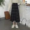 Jupes Midi Femmes Vintage Automne Hiver Harajuku Plaid Dames Élégantes Doux All-match Esthétique Casual Mince Simple Style Coréen