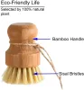 New Bamboo Dish Scrub Brushes Kitchen Wooden Cleaning Scrubbers for Washing Cast Iron Pan Pot Natural Sisal Bristles Wholesale 0714