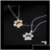 Pendant Necklaces Cat And Dog Paw Print Animal Jewelry Women Necklace Cute Delicate Statement 29Mjy 5Jasy Drop Delivery Pendants Dhywx