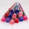 Party Favor Rose Flower Handmade Soap med Crystal Wedding Favors Valentine's Gift Mother's Day Gifts LX8543