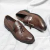 Tassel Echte comfortabele heren Slip Loafers Handgemaakt leer op trouwfeestkantoor Jurk voor mannen Casual schoenen 278