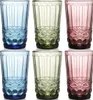 Colored Water Glasses Vintage Drinking Glasses Embossed Romantic Glasses Colored Glassware Water Juice Beverages Bars I0713