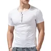 Men's Polos V neck Navigation T Shirt Short Sleeve Gothic Henley Vintage Button For Men Oversized Tops Tee Punk Streetwear 230714