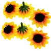 Flores decorativas 200 unidades Girassol Artificial Pequena Margarida Gérbera Cabeças de Flor para Decoração de Festa de Casamento (Café Amarelo)