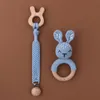 Jouets de dentition pour bébé 1 ensemble crochet lapin bébé anneau de dentition hochet coffre-fort en bois de hêtre anneau de dentition attache-sucette chaîne ensemble né Mobile Gym jouet éducatif 230714