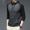 Men's Hoodies ICE Silk Casual For 2023 Spring Autumn Outdoor Running Design Sweatshirt Sport Stretch Hip Hop Streetwear Clothes